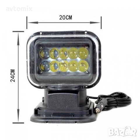 LED диоден боен фар с дистанционно, 24 см, 50 W, снимка 5 - Аксесоари и консумативи - 52466432
