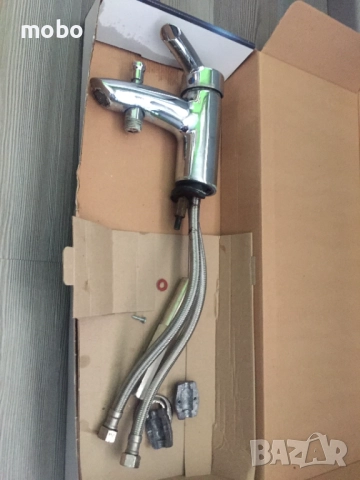 Смесител VIDIMA , стоящ – за умивалник , възвратен клапан,  метална ръкохватка с индикатор за топла , снимка 3 - Смесители - 52139255