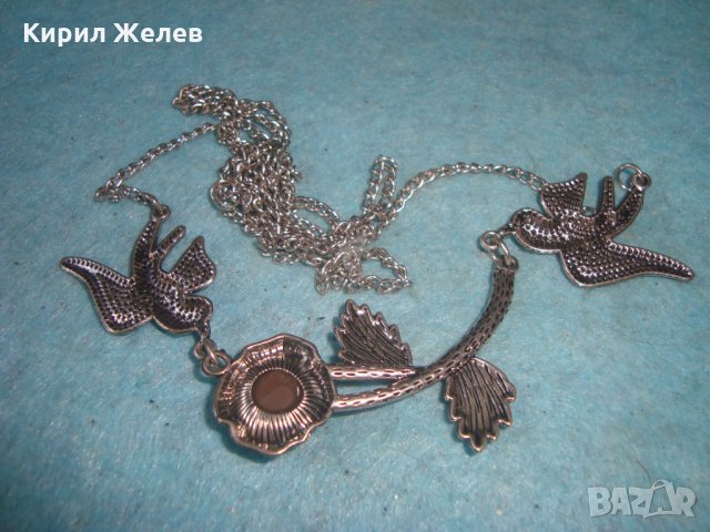 АРТ НУВО ПОСРЕБРЕНО ФИГУРАЛНО-ФЛОРАЛНА ОРНАМЕНТИКА НЕЖНО КОЛИЕ 25189 , снимка 5 - Колиета, медальони, синджири - 35232397