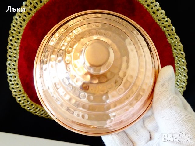 Старинна медна захарница,бонбониера,меден съд. , снимка 4 - Антикварни и старинни предмети - 39553192