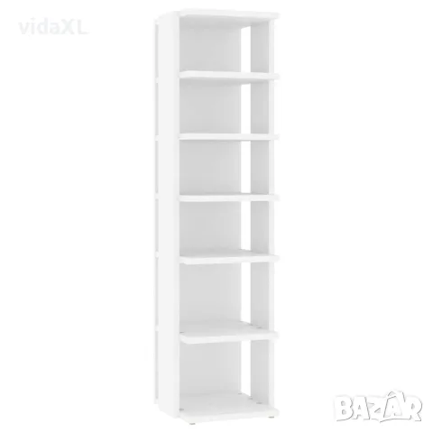 vidaXL Шкаф за обувки, бял, 27,5x27x102 см, инженерно дърво