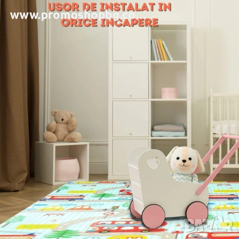 Детско килимче за игра Baby Crawl & Play Пътища и Самолети, 200 х 150 х 1см, включен калъф, снимка 3 - Други - 41758741