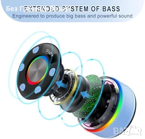 Нов Bluetooth 5.3 водоустойчив високоговорител с RGB и FM радио за баня музика, снимка 2 - Bluetooth тонколони - 52507983