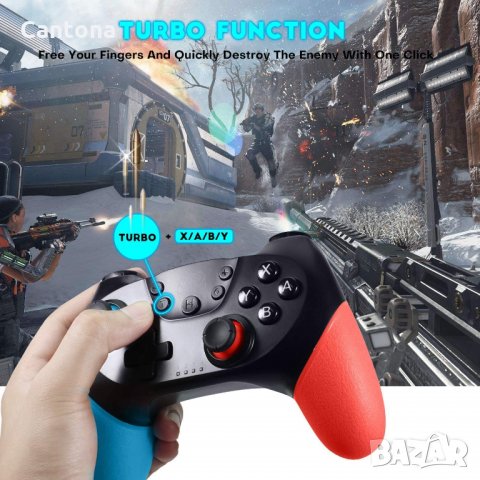 Безжичен контролер джойпад N-SL за Nintendo Switch конзола и компютър, поддържа жироскопска ос, снимка 5 - Аксесоари - 35406174