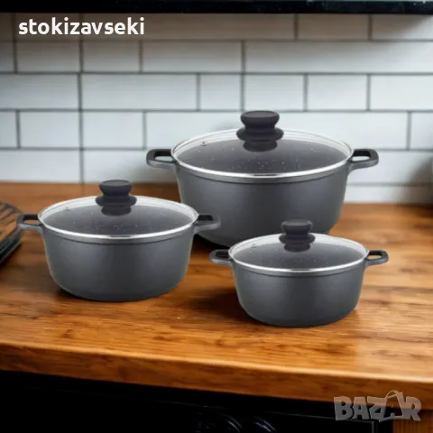 Гранитен комплект касероли Lexical ECO SMART SERIES – 6 части 24/26/30 см, снимка 1