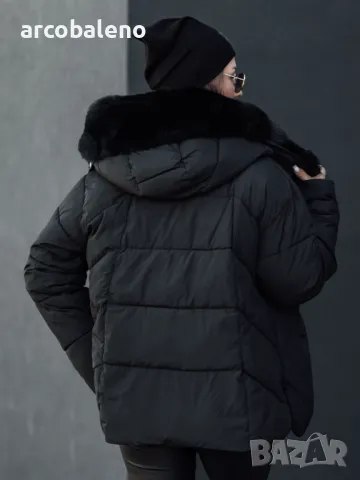 LUNAVI Дамско зимно яке ватирано с косъм, 3цвята , снимка 10 - Якета - 47488594