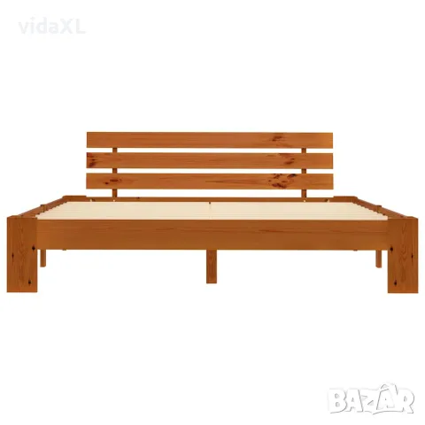 vidaXL Рамка за легло, меденокафява, бор масив, 180x200 см, снимка 3 - Спални и легла - 56146575