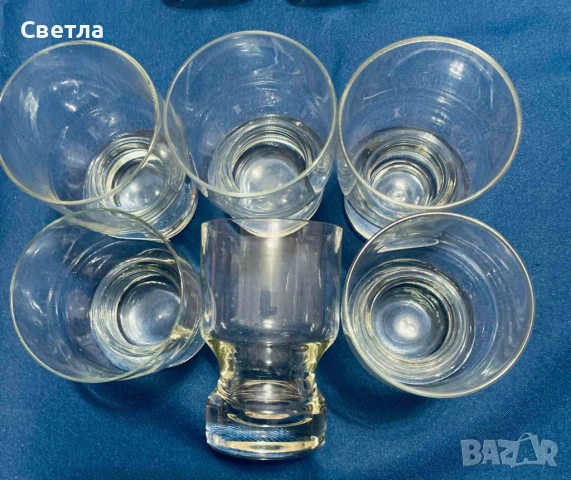 Стари, без забележки-Сервиз вино-5 чаши/h 6 сm; Чаши 6 бр/h 9 см-кобалтово синьо и Чаши 7 бр/h 10см, снимка 4 - Чаши - 45706872