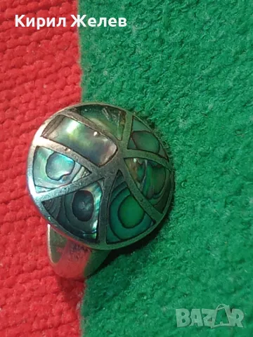 ПРЕКРАСЕН ВИНТИДЖ АРТ СЕДЕФЕН СРЕБЪРЕН ПРЪСТЕН СРЕБРО 925 с РЪЧНО ИНКРУСТИРАН КРАЛСКИ СЕДЕФ 47534, снимка 18 - Пръстени - 49915516