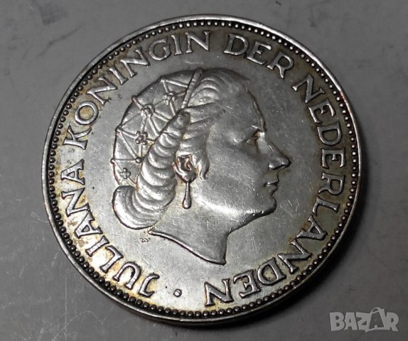 Сребърна монета 2,5 гулдена 1961 г. Холандия, снимка 3 - Нумизматика и бонистика - 30209582