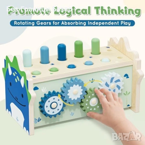 Нова Дървена образователна играчка за фина моторика с чукче и зъбни колела, снимка 4 - Образователни игри - 54042163