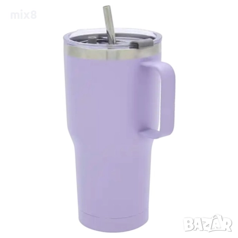 Термо чаша с метална сламка 