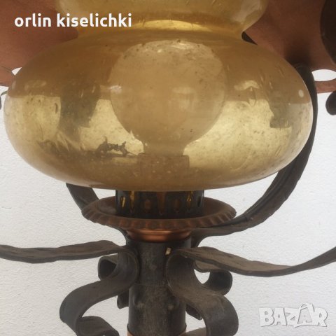 Лампа “мед” стъклен глобус, снимка 4 - Лампи за таван - 29634009
