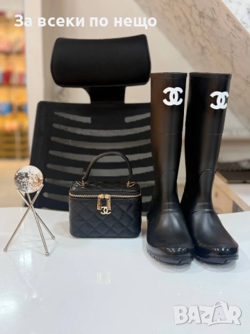 Chanel Дамски Черни Ботуши Шанел Код SK470, снимка 4 - Дамски ботуши - 53068452