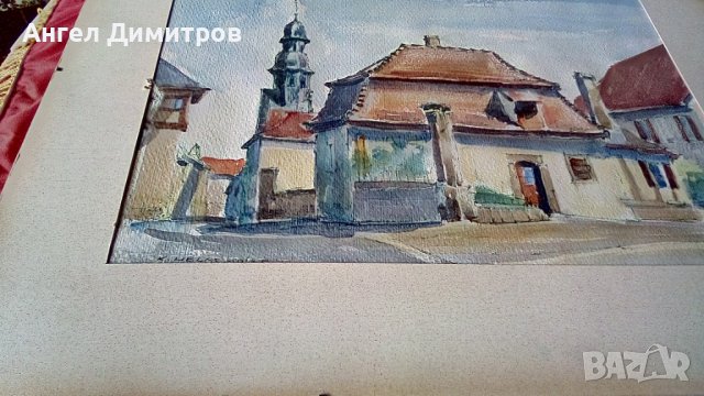 Прекрасна картина акварел 1975 K. Helm, снимка 3 - Картини - 36633286