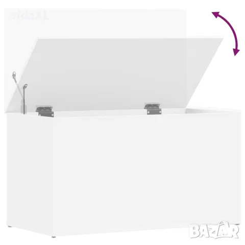 vidaXL Сандък за съхранение, бял, 84x42x46 см, инженерна дървесина, снимка 9 - Скринове - 56147768