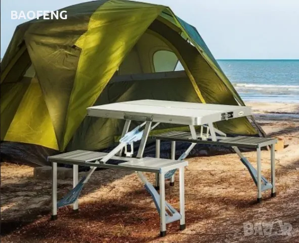 § Нови  Алуминиева сгъваема маса с 4 стола за пикник ,85x67x67 см тип куфар от ВНОСИТЕЛ, снимка 3 - Къмпинг мебели - 50102172