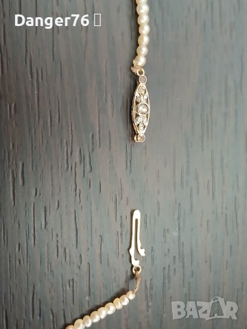 Стара перлена огърлица от естествени перли със златна закопчалка  и диаманти, снимка 8 - Антикварни и старинни предмети - 52506973