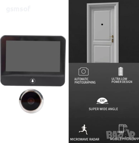 Wi-Fi камера за шпионка с вътрешен дисплей, Full HD, Tuya, Smartlige, снимка 9 - IP камери - 52704933