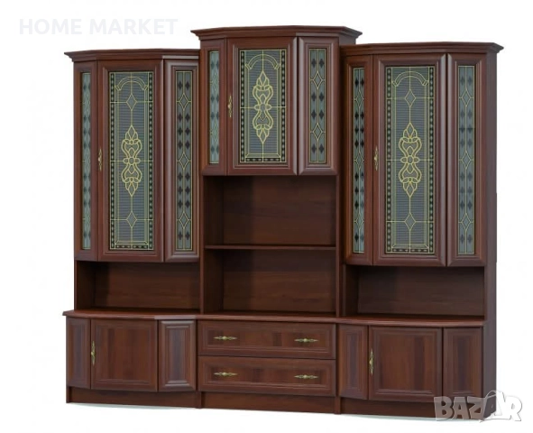 Секция BARON 2.40 орех  Място за телевизор 80/77 см.  Материал - ПДЧ/МДФ  Цвят - орех еко   