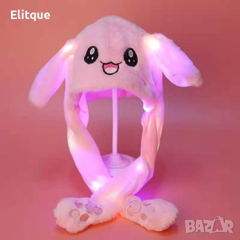 Подвижна шапка зайче с мърдащи се уши и LED светлини, снимка 5 - Музикални играчки - 52799633