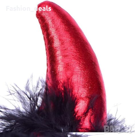 Нови Червени Рога на Дявола Хелоуин Аксесоар с Черен Плюш, снимка 5 - Други - 42713320