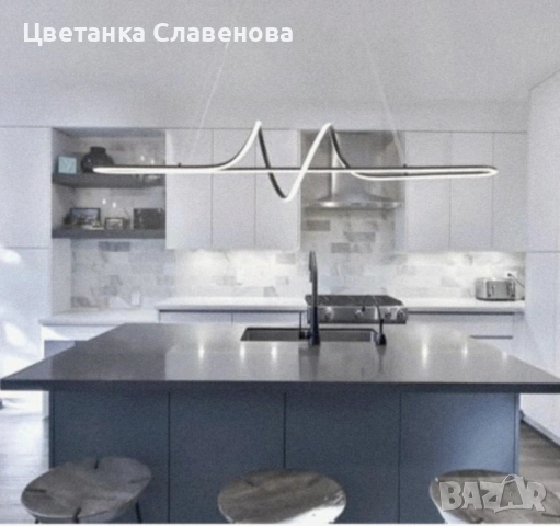 Бял LED полилей, 110 см висящ , снимка 4 - Лед осветление - 54112090