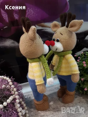 Подарък за Коледа. Елен /Комет/, Ръчно изработена, Плетена играчка, снимка 7 - Плюшени играчки - 48088338