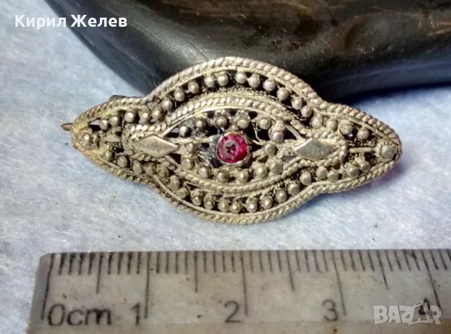 СТАРИННА СКЪПОЦЕННА ФИЛИГРАННА СРЕБЪРНА БРОШКА ВИСОКА ПРОБА СРЕБРО с НАТУРАЛЕН РУБИН 47936, снимка 7 - Антикварни и старинни предмети - 48476670