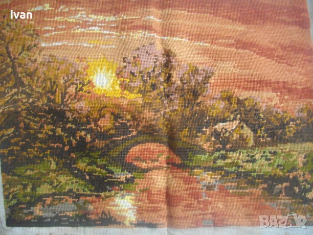 59см х 44 см-Голям Гоблен-ДМЦ Конци-Ръчно Бродиран-Нерамкиран