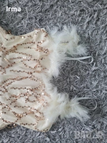 Разкошна рокля с естествени пера., снимка 2 - Рокли - 51942299