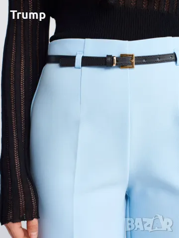 Стилен панталон с тънък колан, висока талия цвят син , снимка 2 - Панталони - 49797171