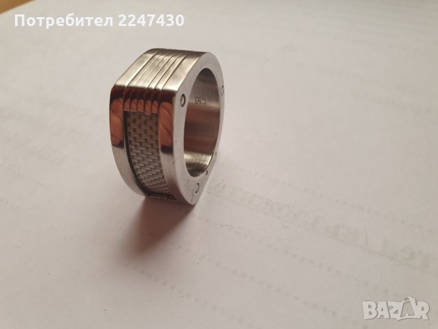 Оригинален стоманен пръстен с карбон SETTE, снимка 3 - Пръстени - 31877858