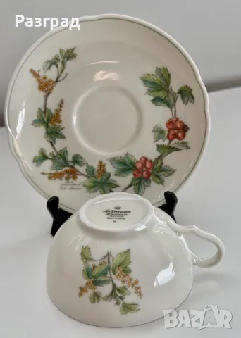 Порцеланов сет чаша с чинийка за чай Seltmann Weiden Bavaria W.Germany, Waldbeere, снимка 7 - Чаши - 48544851