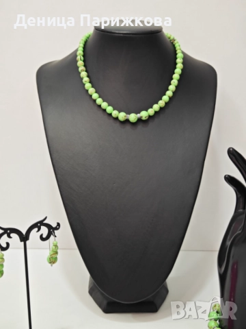 Ръчно изработен комплект бижута с хаулит – гривна, колие и обеци , снимка 6 - Бижутерийни комплекти - 52775649