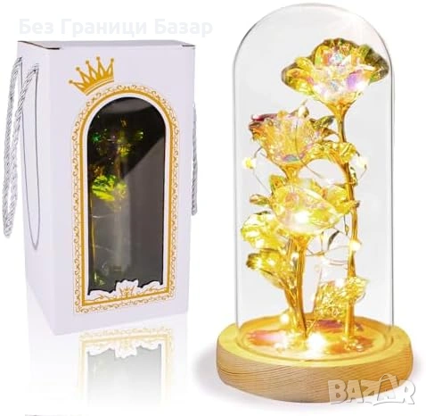 Нова декоративна Роза в стъклен купол LED подарък за мама приятелка жена, снимка 8 - Декорация за дома - 53927319
