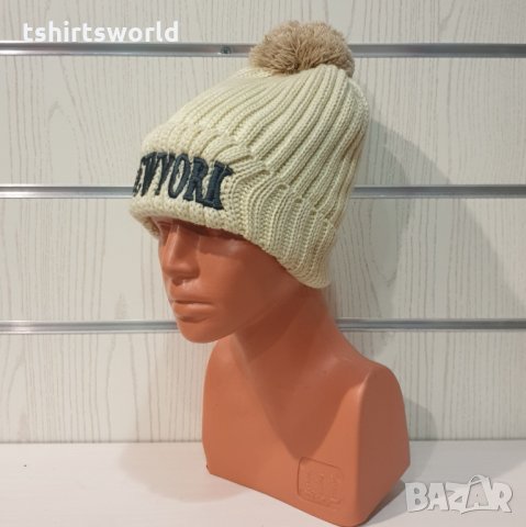 Нова зимна шапка Ню Йорк с помпон/пух, снимка 9 - Шапки - 35463004
