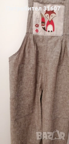 Дизайнерски ленен гащеризон с апликация - Nora Vakarelova