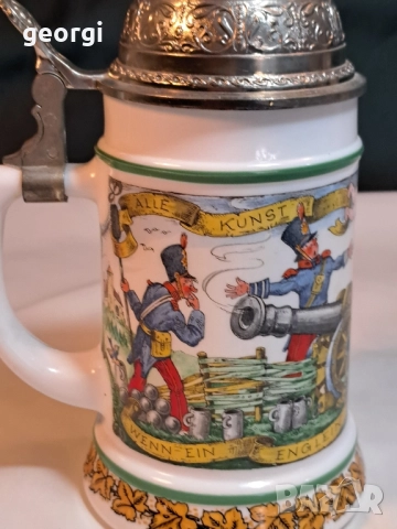 колекционерска немска музикална халба за бира с калаен похлупак 29/1, снимка 6 - Антикварни и старинни предмети - 52035883