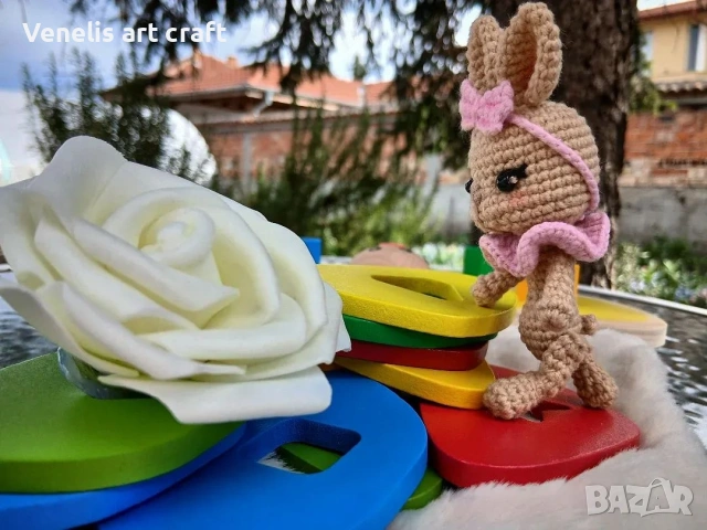Плетено зайче за фотосесия на новородено бебе, снимка 9 - Други - 54169741