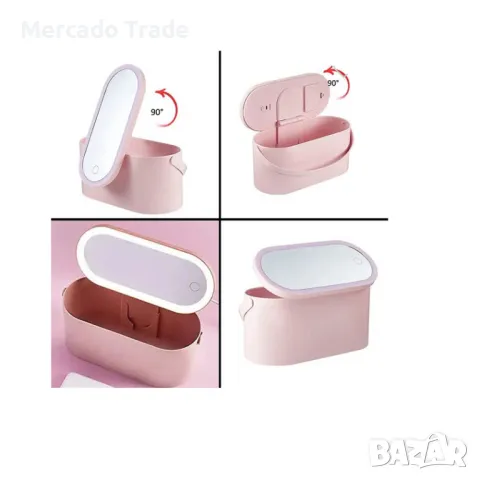 Несесер - куфар Mercado Trade, LED огледало, За гримове, Розов, снимка 3 - Куфари - 47366889