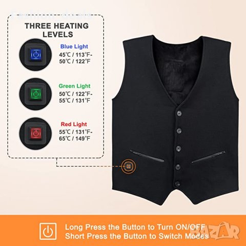 Нова USB електрическа топла жилетка 3 нива на отопление Зимно облекло, снимка 2 - Други - 38473945