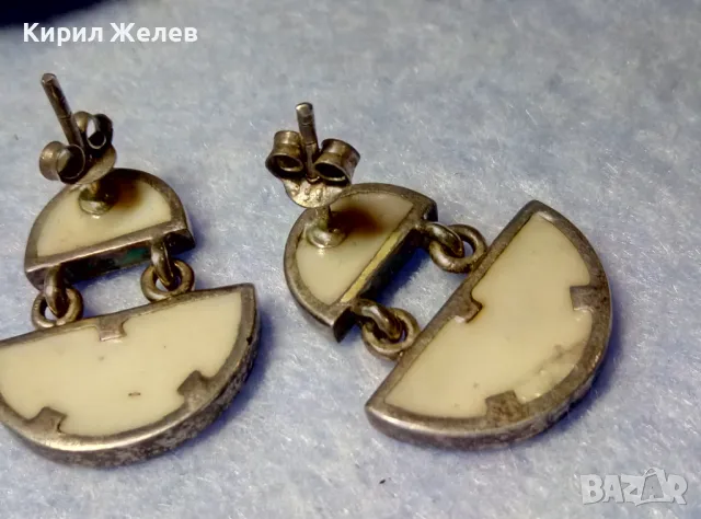 ПРЕЛЕСТНИ ВИНТИДЖ АРТ СЕДЕФЕНИ СРЕБЪРНИ ОБЕЦИ СРЕБРО 925 МАЙСТОРСКА РЪЧНА РАБОТА 49573, снимка 8 - Обеци - 50416498