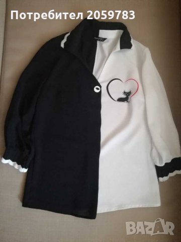 Дамска риза в черно и бяло , снимка 2 - Блузи с дълъг ръкав и пуловери - 30753779