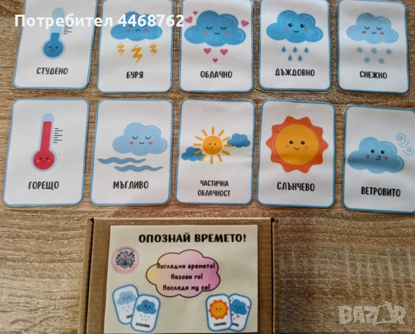 Образователни карти с времето - "Опознай времето"