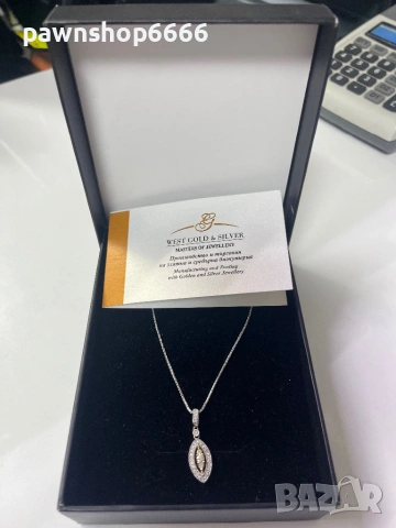 Изискано колие от бяло злато 14К с естествени диаманти 0,35ctw