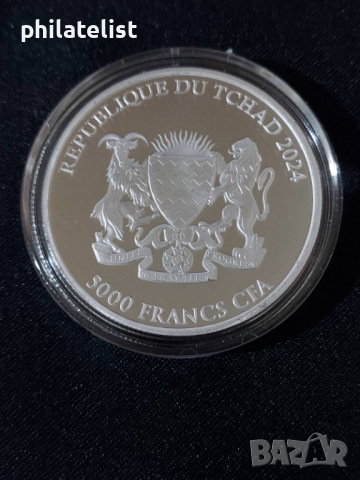 Република Чад 2024 - 5000 франка – Сова - 1 OZ – Сребърна монета, снимка 3 - Нумизматика и бонистика - 44784188