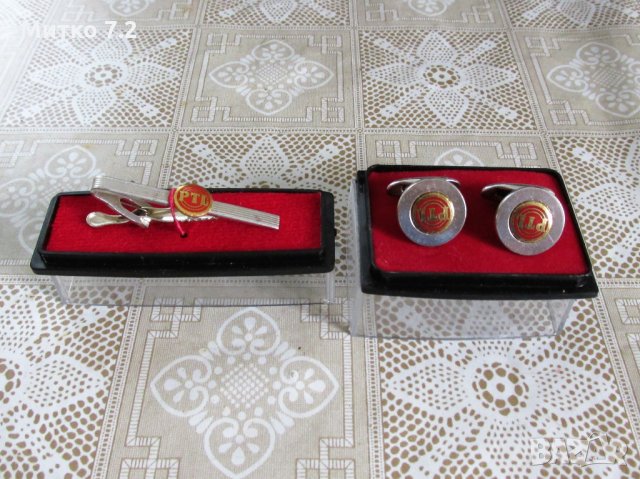  сребърен комплект от  ръкавели и щипка за вратовръзка, снимка 2 - Други - 29482490