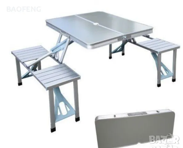 § Нови  Алуминиева сгъваема маса с 4 стола за пикник ,85x67x67 см тип куфар от ВНОСИТЕЛ, снимка 13 - Къмпинг мебели - 50102177