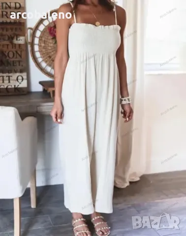 Едноцветен дамски гащеризон без ръкави с висока талия, 4цвята , снимка 3 - Гащеризони - 49736382